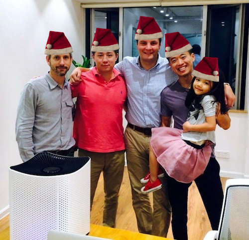 From left: David Chitayat, a Mila investor, Grant Prigge, Charles Liao and his daughter Mila