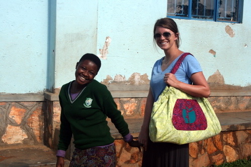 Teaching widowed women to make yoga mat bags in Uganda