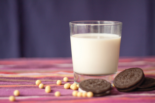 We didn't add sugar to our soy milk, that's what the cookies are for!