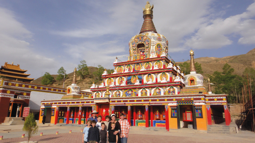 In front of a stupa in Qinghai Province