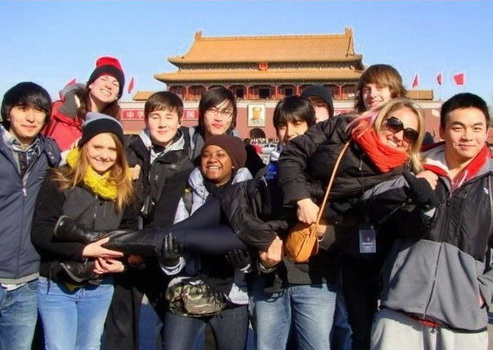 Lillie Marshall's students at Tiananmen Square