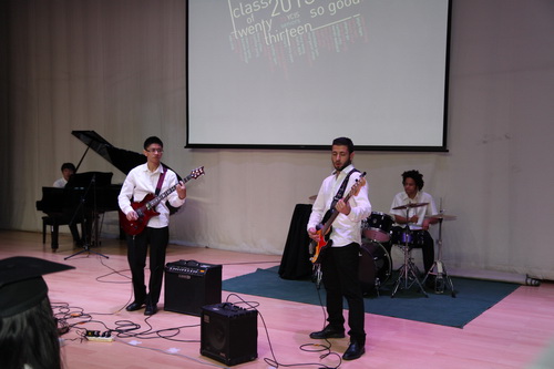 Members of the YCIS senior band performing