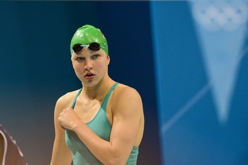 Fifteen-year-old gold medalist Ruta Meilutyte of Lithuania