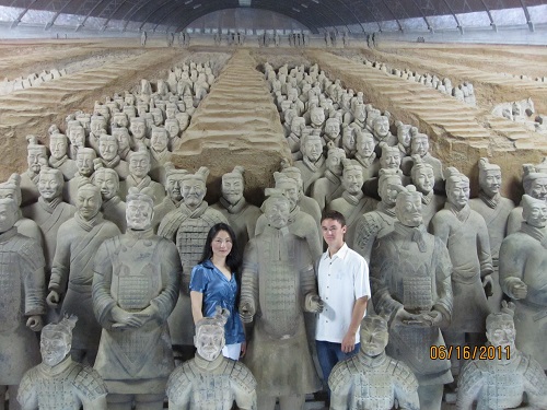 Author Ying Chang Compestine (left) and her son Vinson in Xi'an