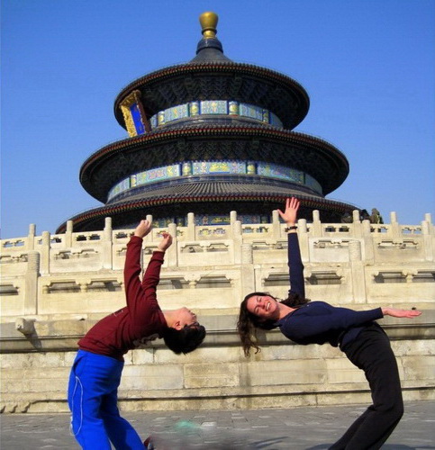 Author Lillie Marshall with eleventh grader John at the Temple of Heaven