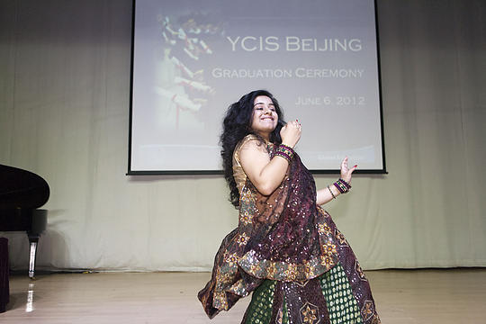 YCIS graduate Archana Sharma performs Bollywood dance.