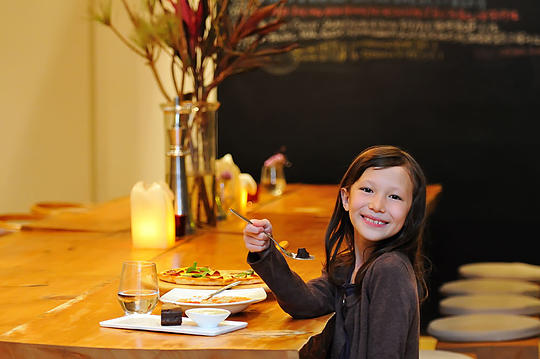 Ming-An Fasquelle (then age 8) at Rug Bagel and Cafe