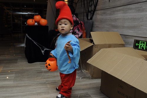 Little smurf was armed and ready to go trick-or-treating