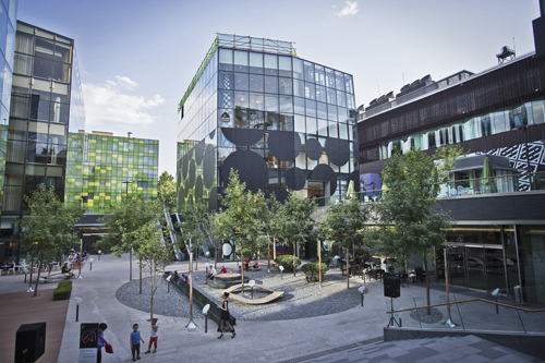 Tai Koo Li North in Sanlitun, with the Opposite House (green building) visible in background.