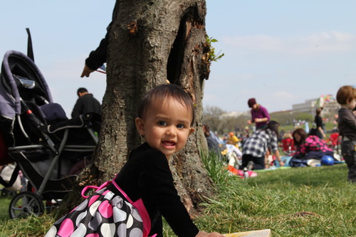 my daughter enjoying her first birthday