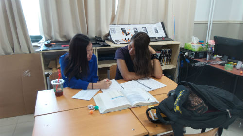 Ms. O is patient and encouraging while helping students with homework problems