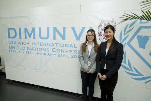 Year 12 students Silvia and Johanna at DIMUN