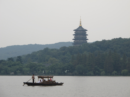Leifeng Pagoda on the horizon of Hangzhou's West Lake. Photo by Jerry Chan