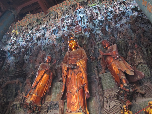 Lingyin Temple's massive GuanYin relief mural. Photo by Jerry Chan