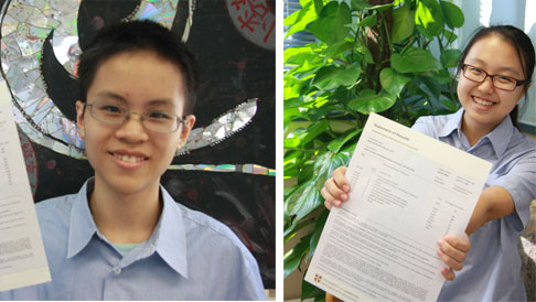 Grade 11 students Anthony Guo and Michelle Lam showing off their awards. Photos courtesy of YCIS
