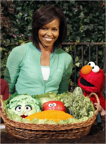 Michelle Obama appears on the latest episode. Image taken from The New York Times