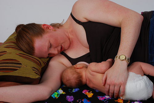 laying down to breastfeed
