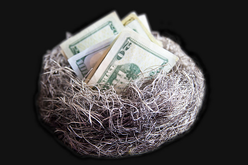 nest egg with bills