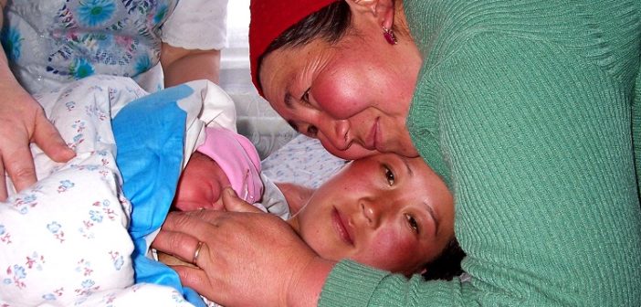 Mother helped her daughter through labor and delivery in issyk k